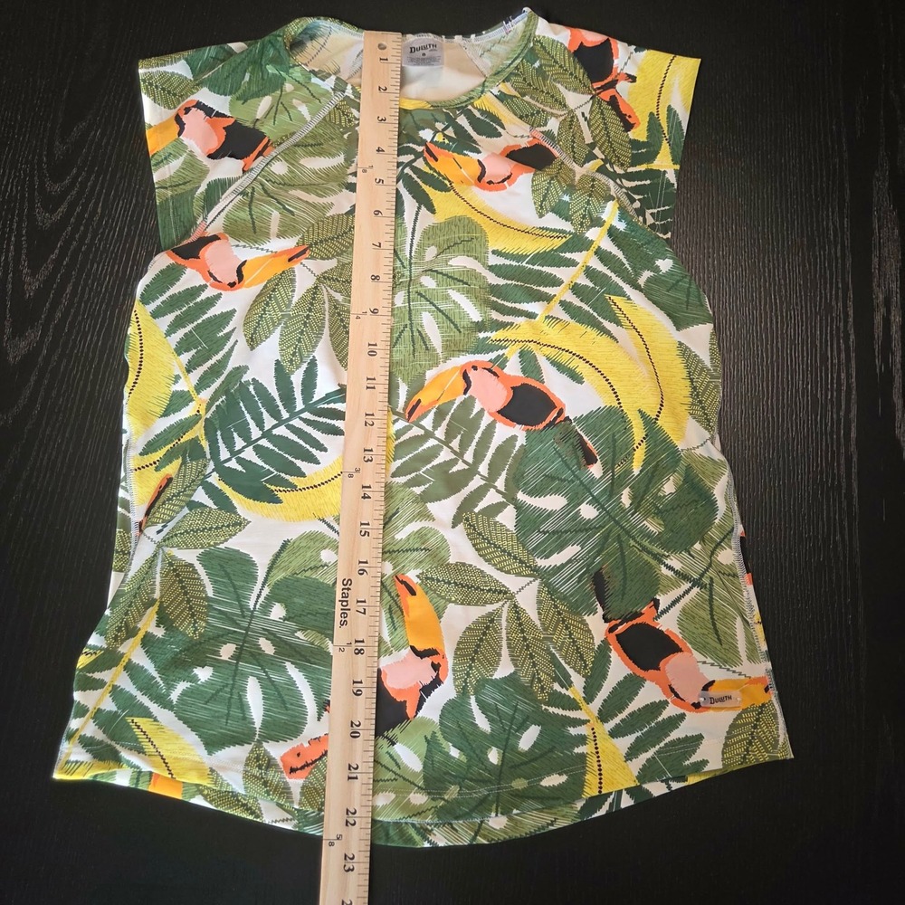 Duluth Trading Co Women Size 8 Suit Up Swim Top Tankini Toucan Tropical Print - Picture 13 of 13